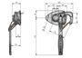 Bild von FBS Winkelhebelverschluss, links, Größe 1, mit Federsicherung, Hebellänge 172 mm, Bohrungen Ø 8,5 mm