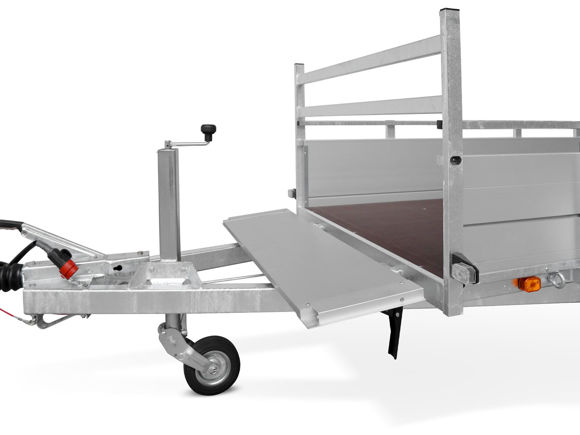 Bild von 1- achs Tieflader Typ BSX1500.301X150
zul.GG. 1.500kg 
Nutzlast ca. 1.170kg
Innenmaße ca. 3.010 x