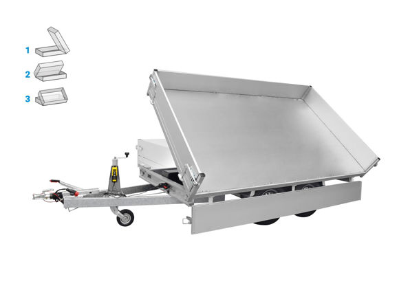 Bild von Dreiseitenkipper Typ KSX2500.305X178 E-HYDRAULIK
zul.GG. 2.500kg
Nutzlast ca. 1.755 kg
Innenmaße 