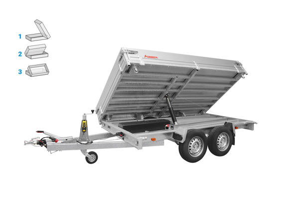 Bild von Dreiseitenkipper Typ KSX3500.305X178 E-HYDRAULIK
zul.GG. 3.500kg
Nutzlast ca. 2.680 kg
Innenmaße 