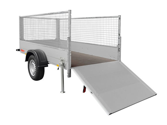Bild von 1- achs Tieflader Typ GTB1200.301×126 mit Überfahrwand 135cm
zul.GG. 1.200kg 
Nutzlast	ca. 995 kg
