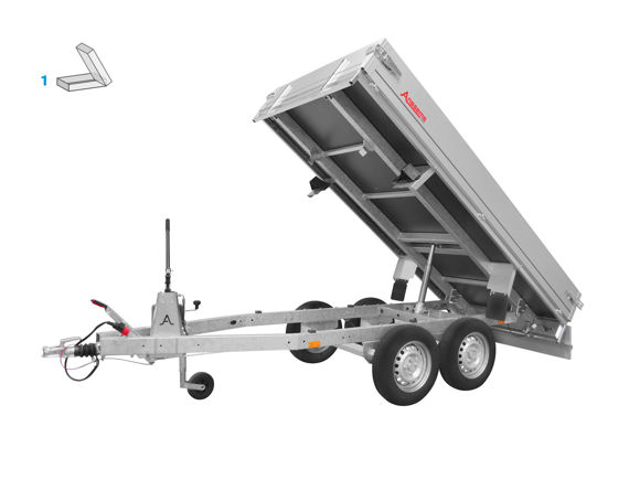 Bild von Tandem Rückwärts-Kipper Typ KLTT1350.305X150
zul.GG. 1.350kg
Nutzlast. 990 kg
Innenmaße ca.  3.05